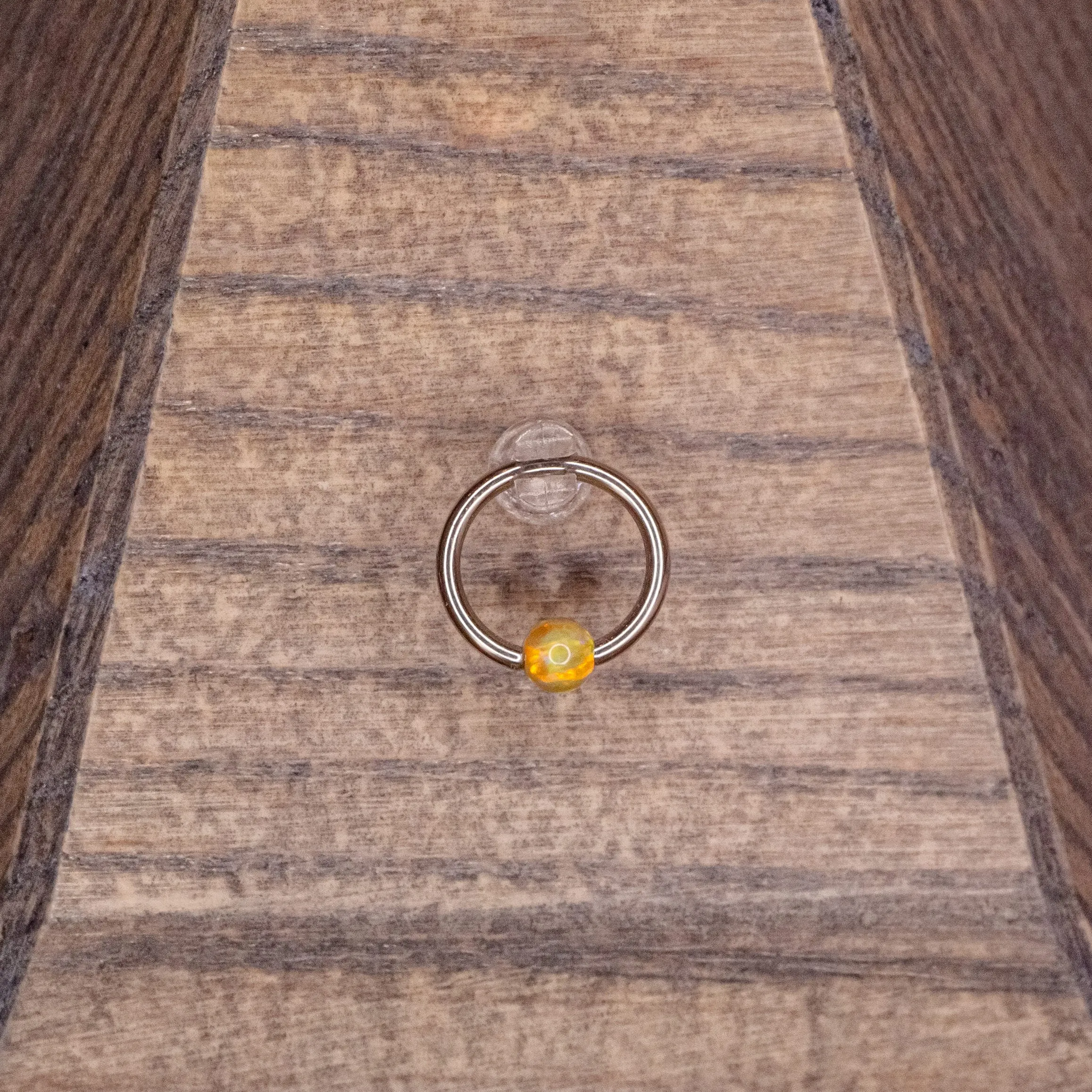 4mm Captive Bead- Yellow Opal