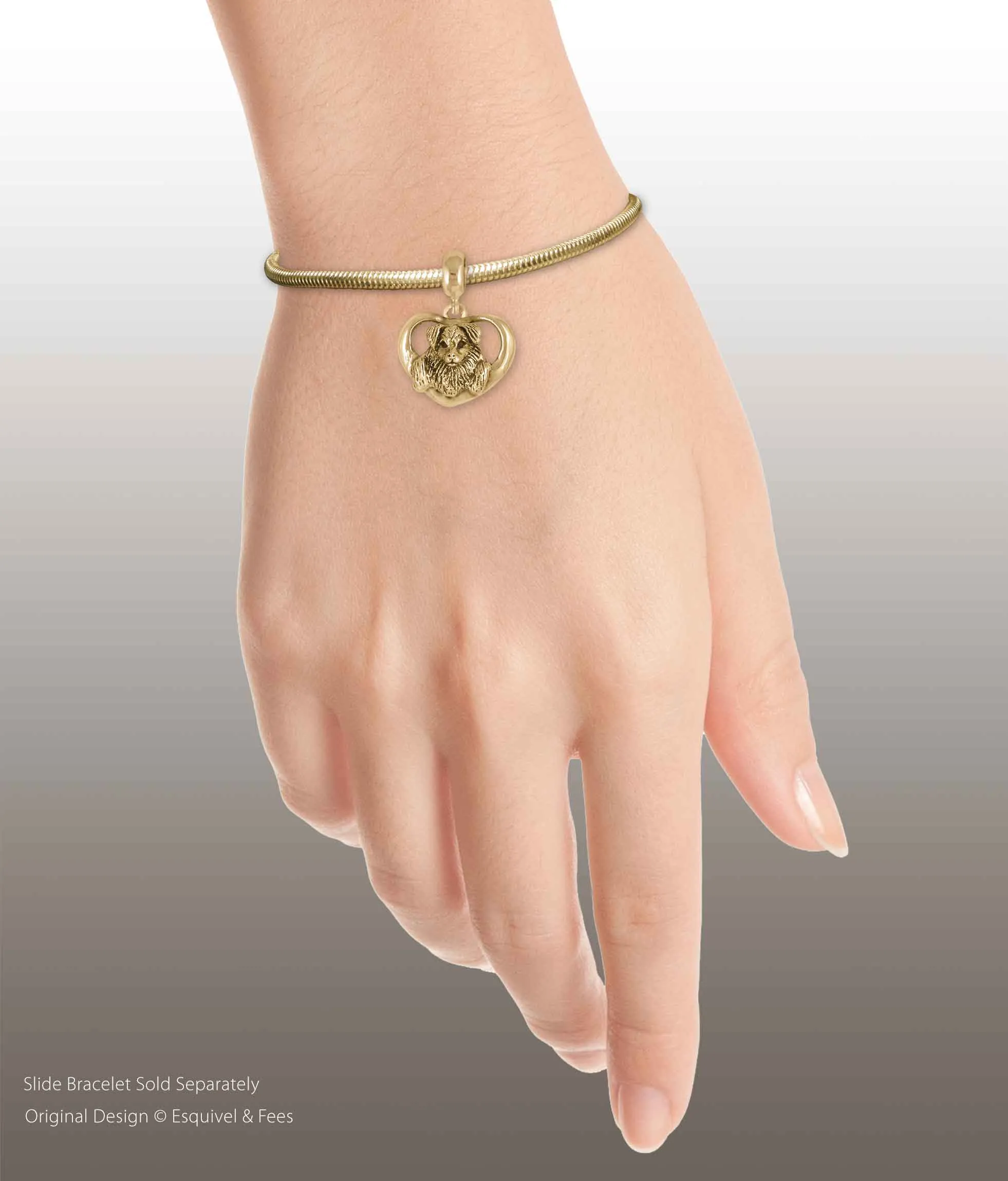 Australian Shepherd Jewelry 14k Yellow Gold Handmade Australian Shepherd Charm Slide This Charm Will Fit A Pandora® Slide Bracelet ASH1-PNSG