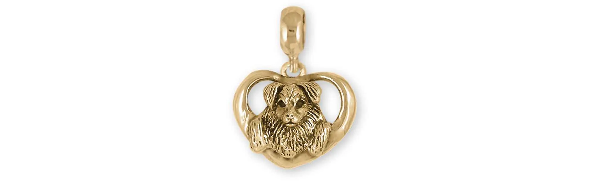Australian Shepherd Jewelry 14k Yellow Gold Handmade Australian Shepherd Charm Slide This Charm Will Fit A Pandora® Slide Bracelet ASH1-PNSG