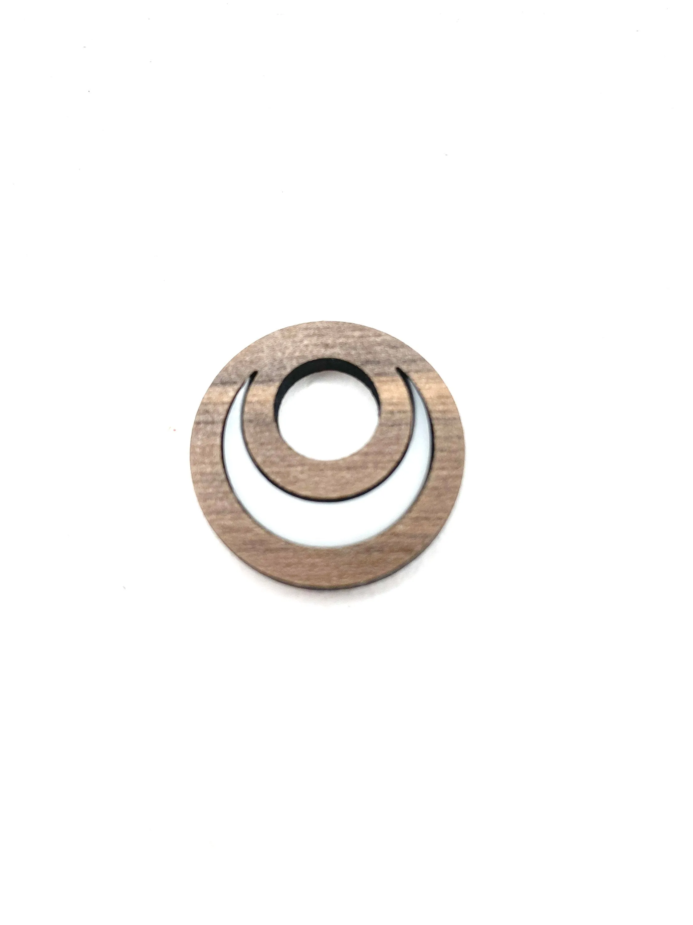 Brown and White Circle Post Earring Wood Stud Earrings Boho Inspired Jewelry Date Night Earrings Architectural Jewelry