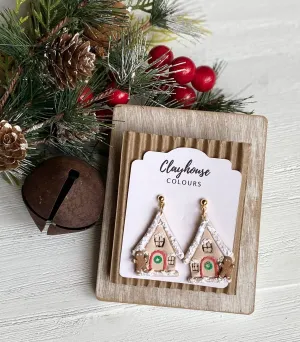 Gingerbread House Clay Earrings