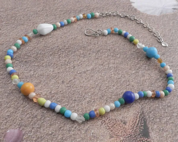 Glass Bead Lavender Glass Mix Choker
