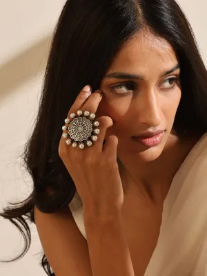 Silver-Plated Pearl Circular Ring Silver-Plated Pearl Circular Ring