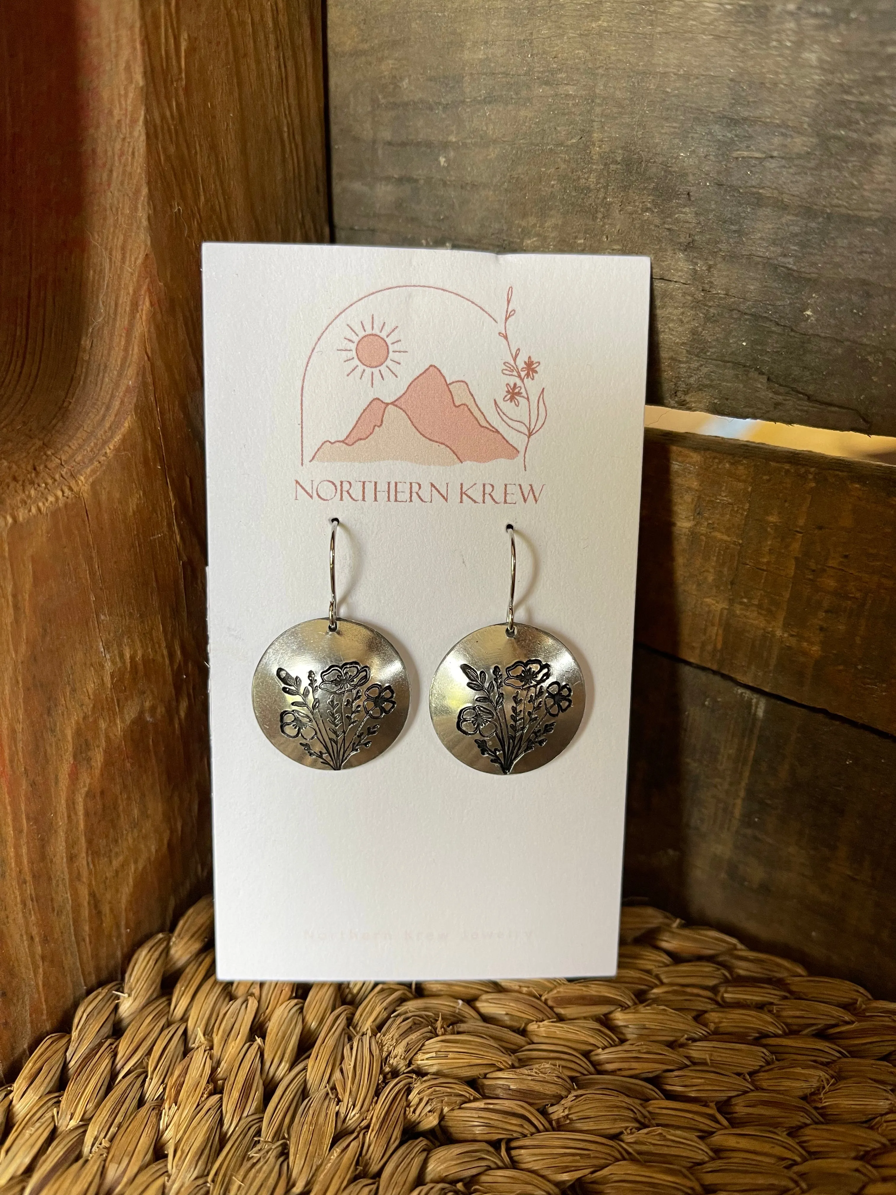 Stamped Large Poppy Earrings