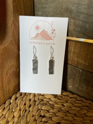 Stamped Rectangle Sunflowers Earrings