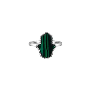 Sterling Silver Malachite Hamsa Ring
