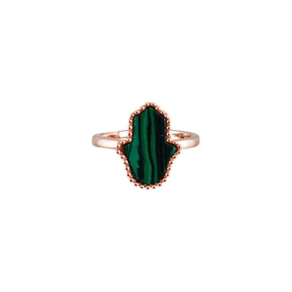 Sterling Silver Malachite Hamsa Ring